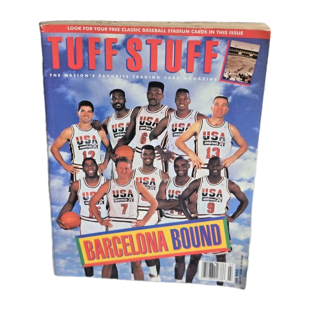 Tuff Stuff July 1992 USA Dream Team Magazine W/ Cards Jordan Barkley